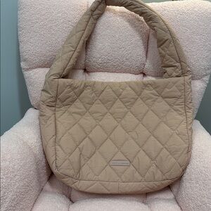 Poppies‎ and Peonies Quilted Tan Shoulder Bag